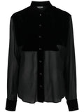 Tom Ford Silk Georgette Panelled Shirt — Black