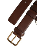 Dolce & Gabbana Calf Leather Gold Buckle Belt — Brown