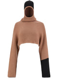 Ferragamo Wool-Cashmere Colour-Block Hoodie — Beige