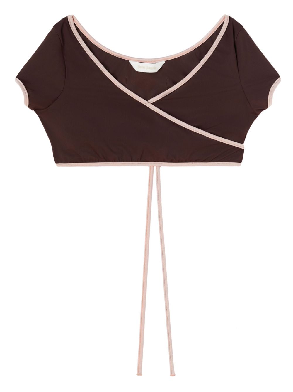 Palm Angels Wrap Cap-Sleeve Bikini Top — Brown