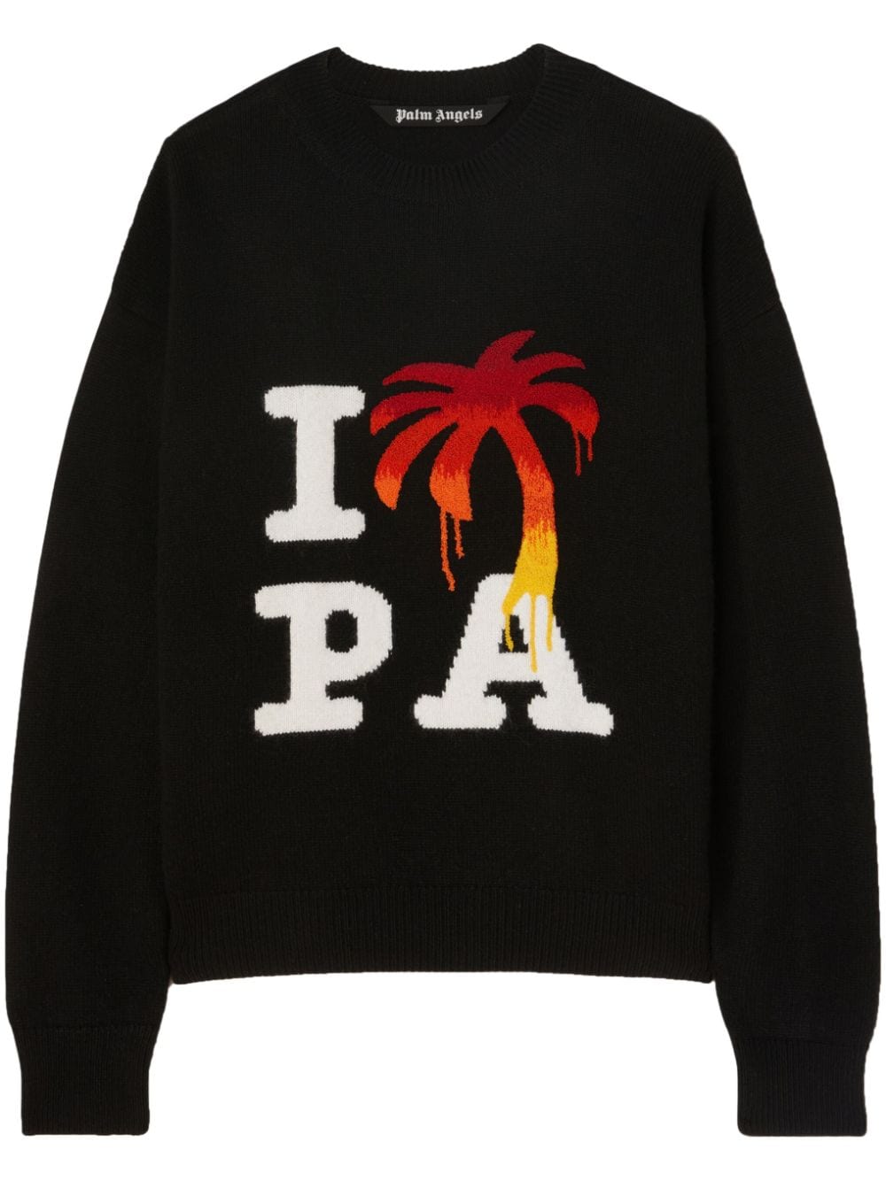Palm Angels Intarsia-Knit Logo Sweatshirt — Black