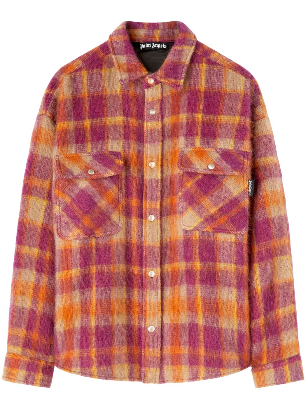 Palm Angels Checked Wool Blend Overshirt — Orange