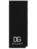 Dolce & Gabbana Logo-Embroidered Cashmere Scarf — Black