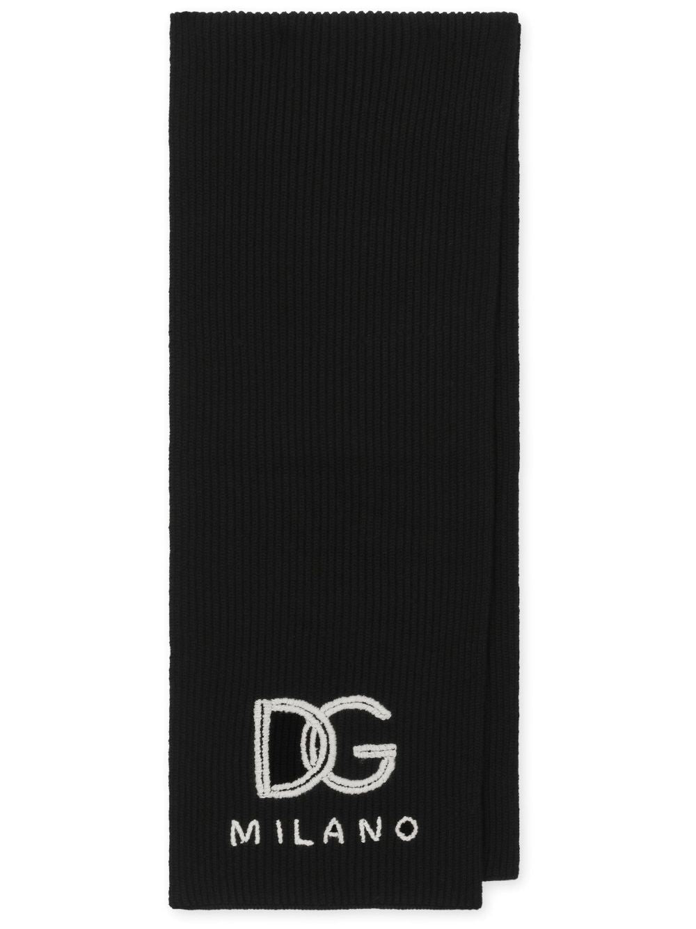 Dolce & Gabbana Logo-Embroidered Cashmere Scarf — Black