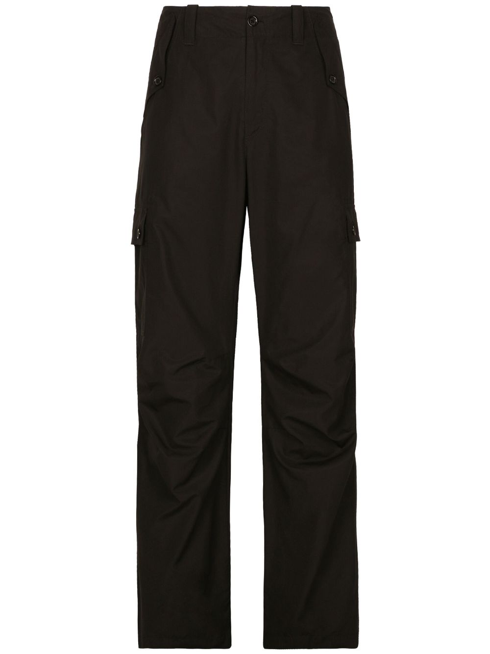 Dolce & Gabbana Logo-Plaque Cotton Cargo Pants — Black
