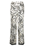 F.R.S . Floral-Print Silk Trousers — Cream
