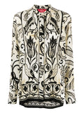 F.R.S . Floral-Print Silk Shirt — Beige