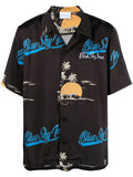 Blue Sky Inn Logo-Print Viscose Shirt — Black