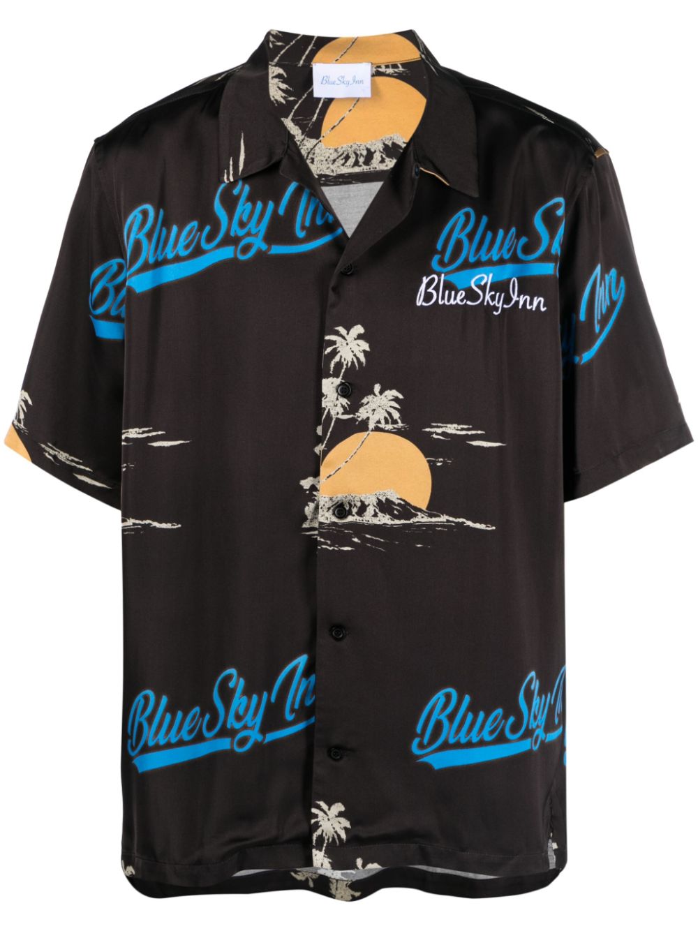 Blue Sky Inn Logo-Print Viscose Shirt — Black