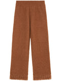 Alanui Fringe-Trimmed Cashmere-Silk Knit Trousers — Camel
