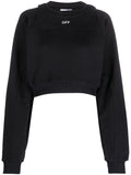 Off White Logo-Print Cropped Sweatshirt — Black
