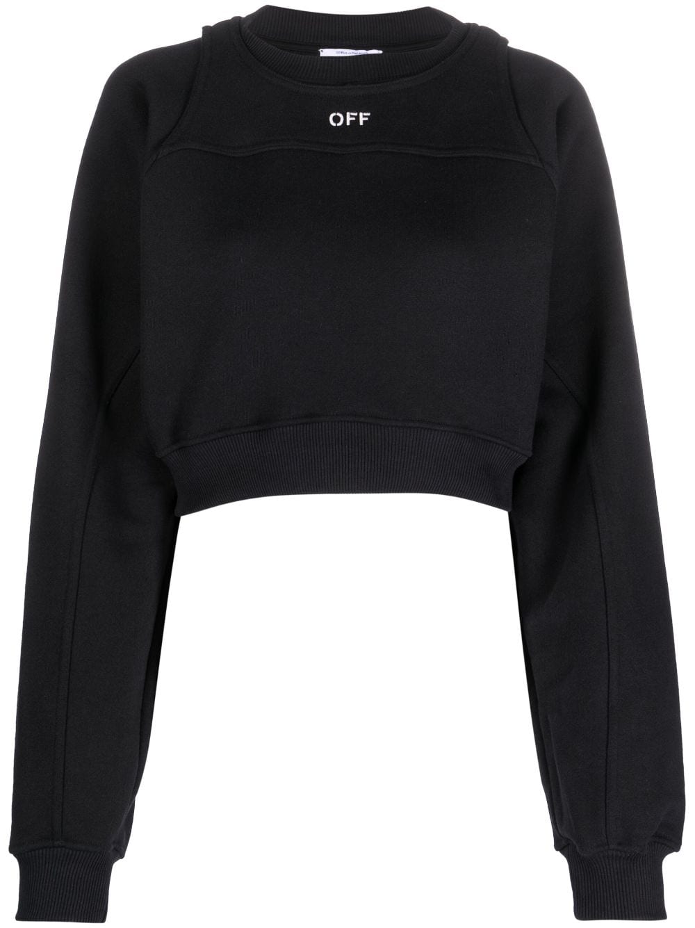Off White Logo-Print Cropped Sweatshirt — Black
