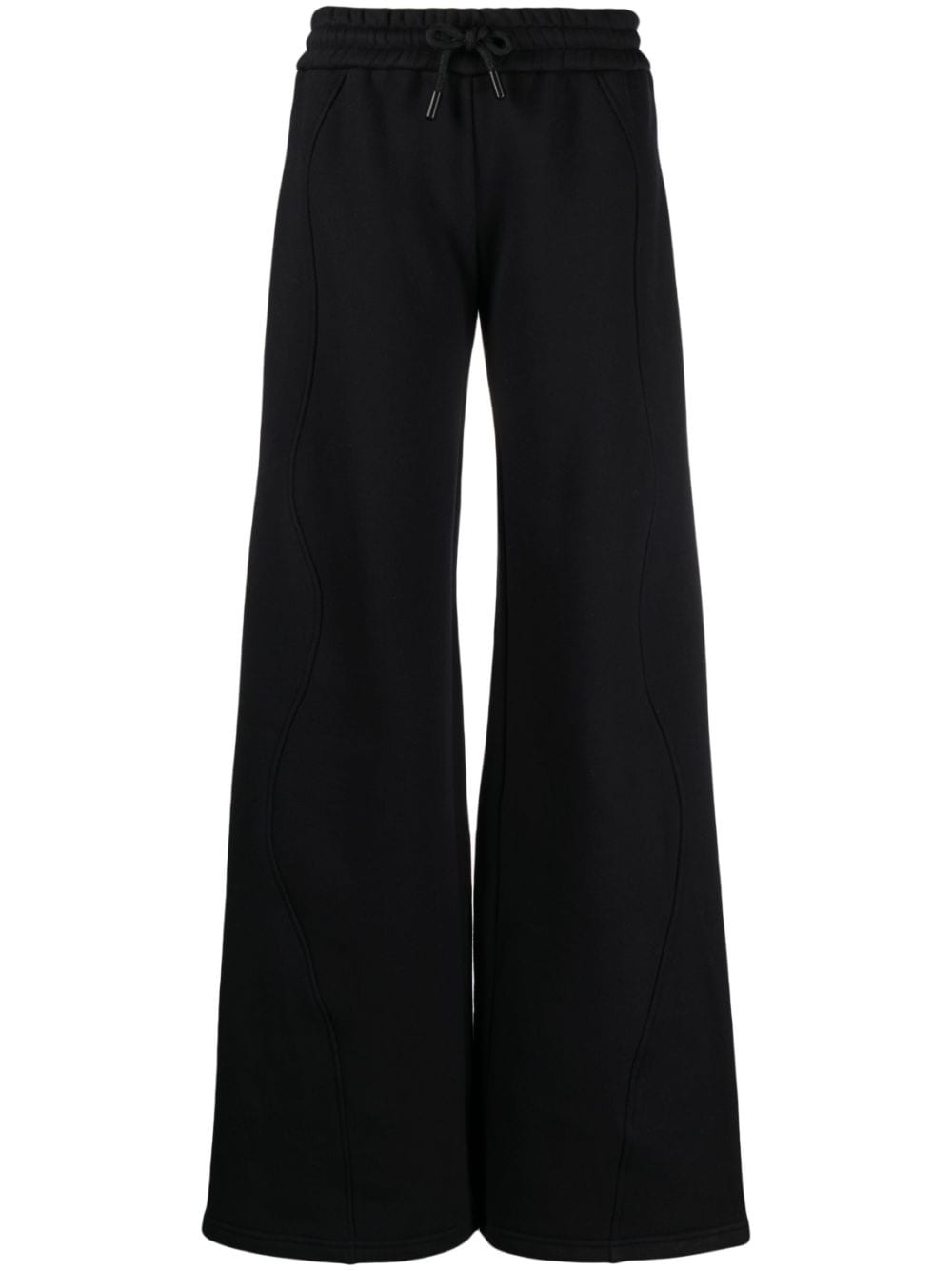 Off White Piped-Trim Cotton Joggers — black