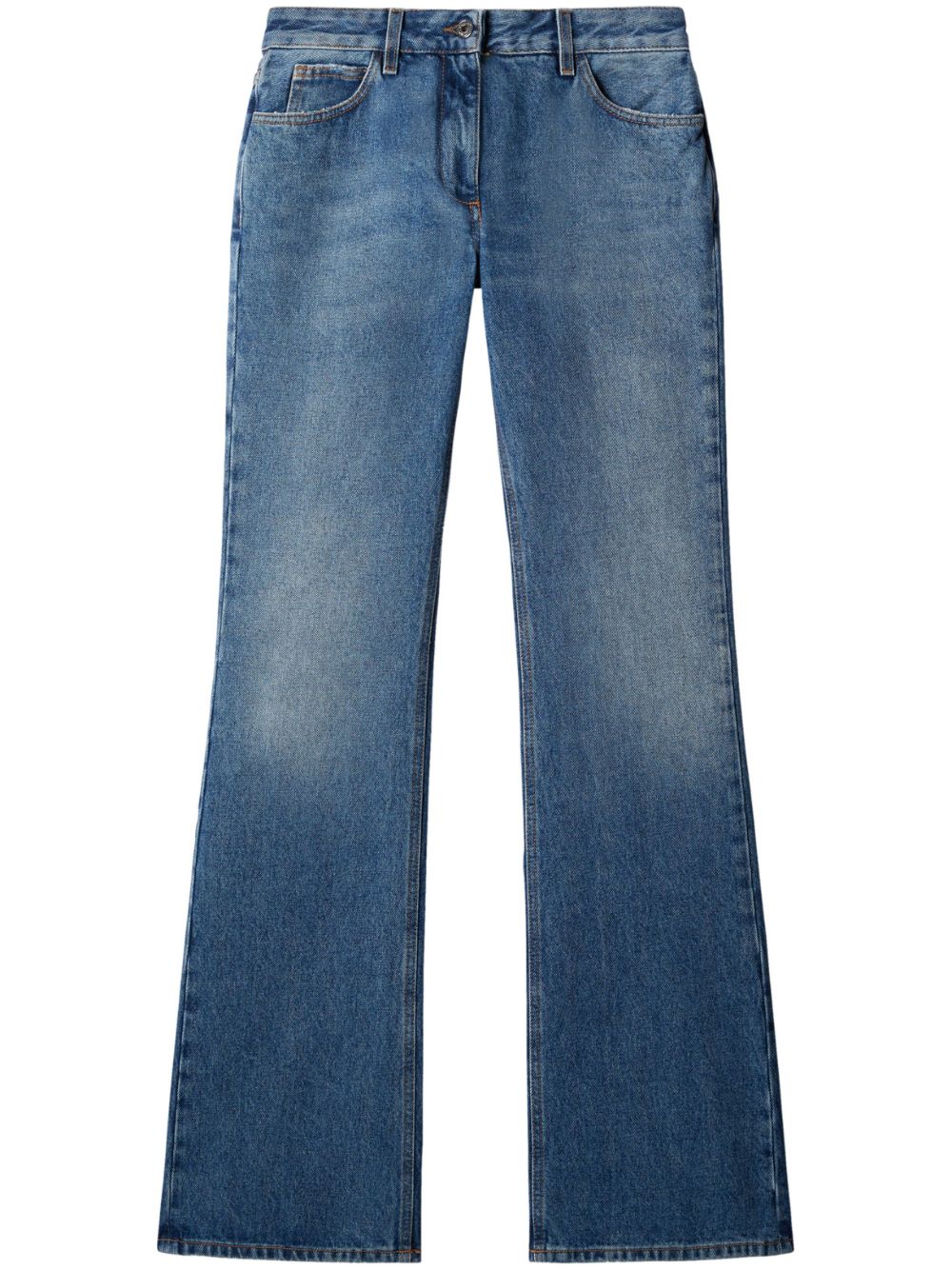 Off White Mid-Rise Flared Jeans — Blue
