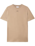 Off White Logo-Embroidered Cotton T-Shirt — Beige