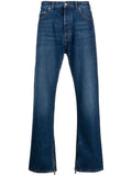 Off White High-Waisted Straight-Leg Jeans — Indigo