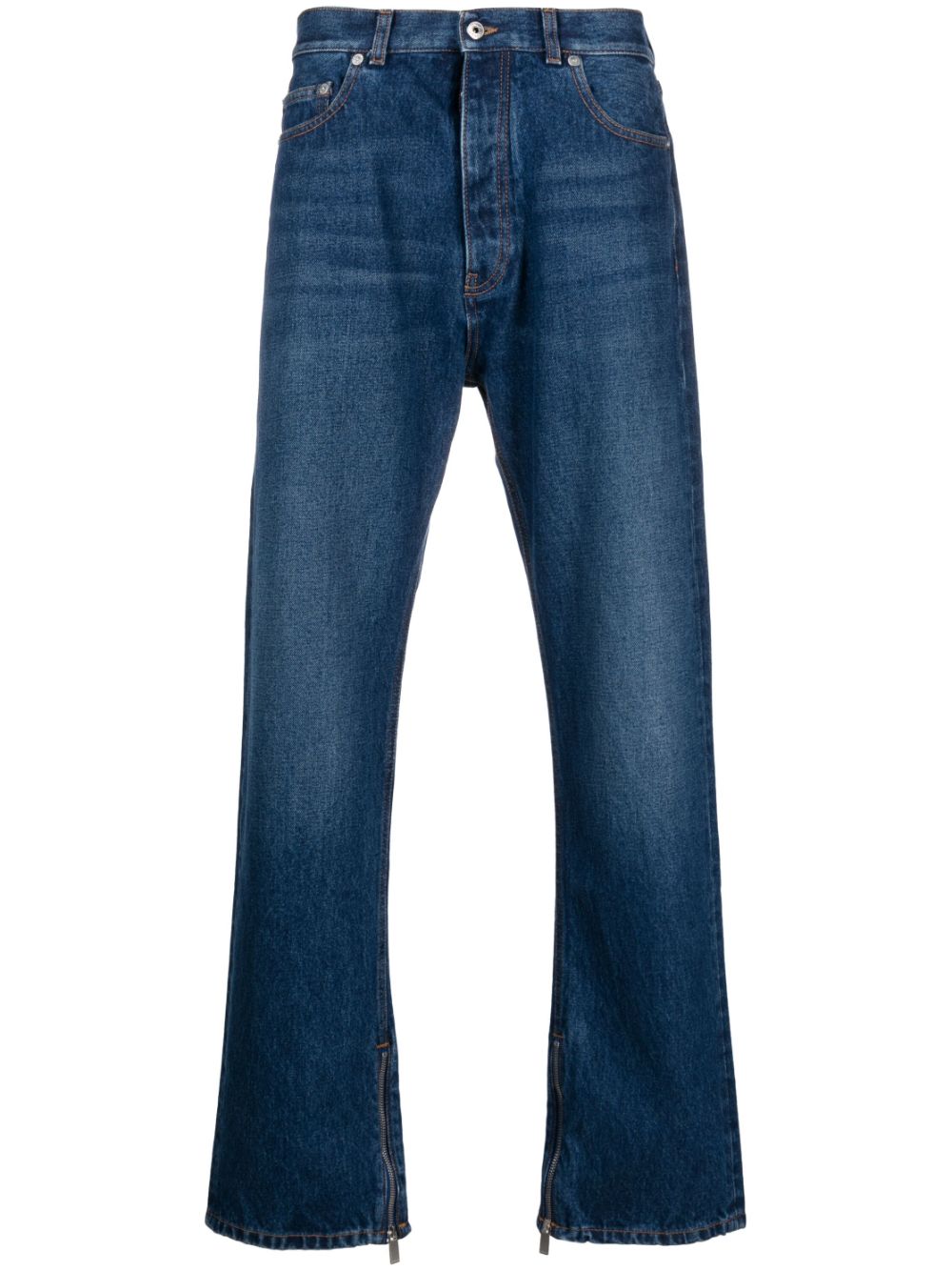Off White High-Waisted Straight-Leg Jeans — Indigo