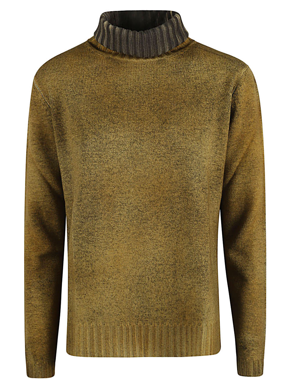 Alessandro Aste Wool and Cashmere Blend Turtleneck Sweater — Olive
