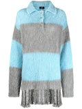 Etro Striped Wool-Blend Polo Sweater — light blue
