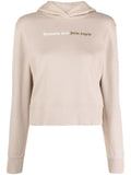Palm Angels Logo-Print Cotton Hoodie — Beige