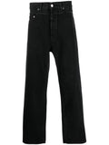 Ambush Frayed-Trim Loose Jeans — Black