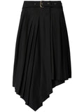 Off White Pleated Asymmetric Skirt — Black