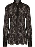 Dolce & Gabbana Semi-Sheer Floral Lace Blouse — Black