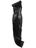 Rick Owens Sequinned Asymmetric-Neck Dress — Black