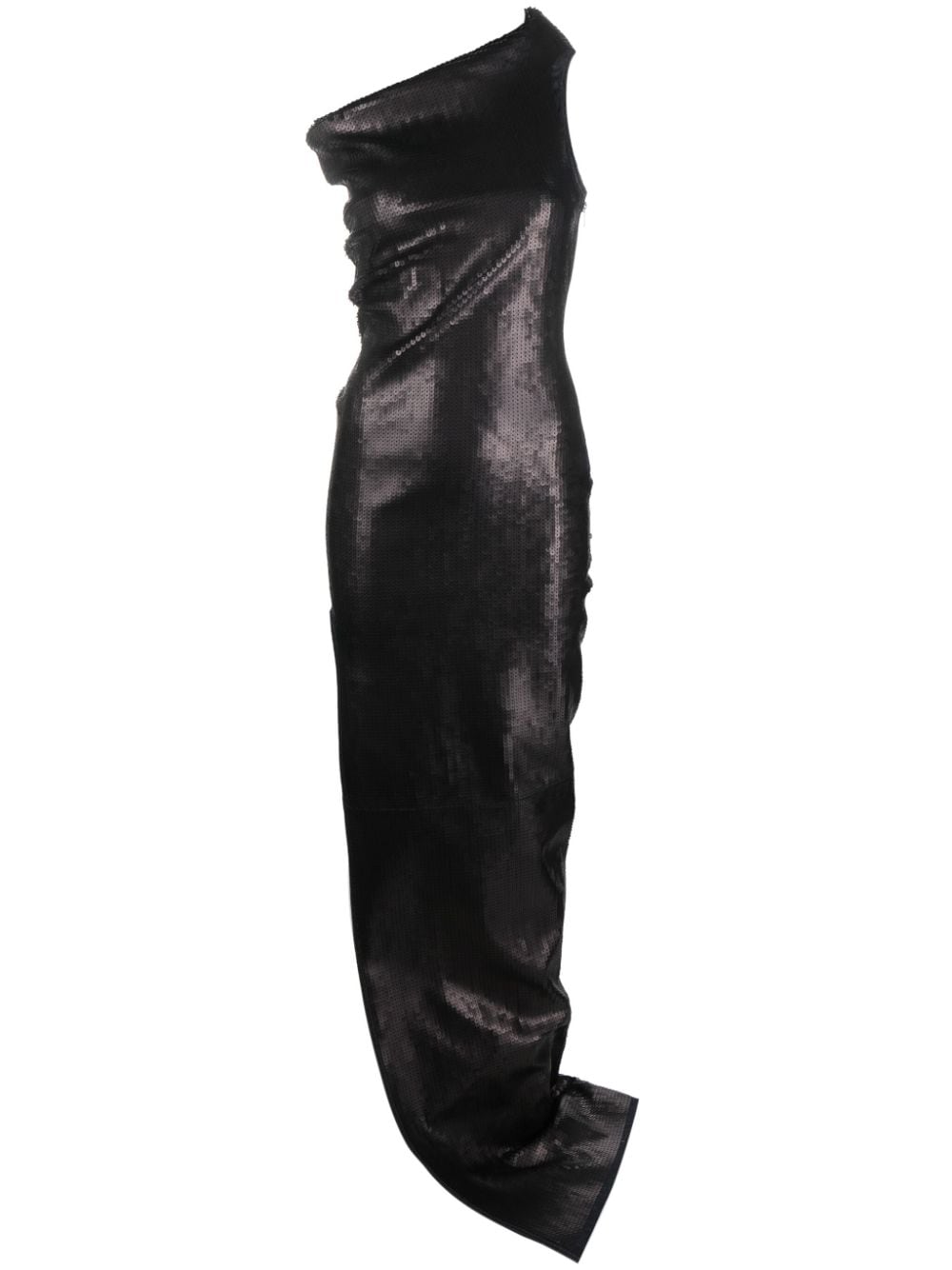 Rick Owens Sequinned Asymmetric-Neck Dress — Black