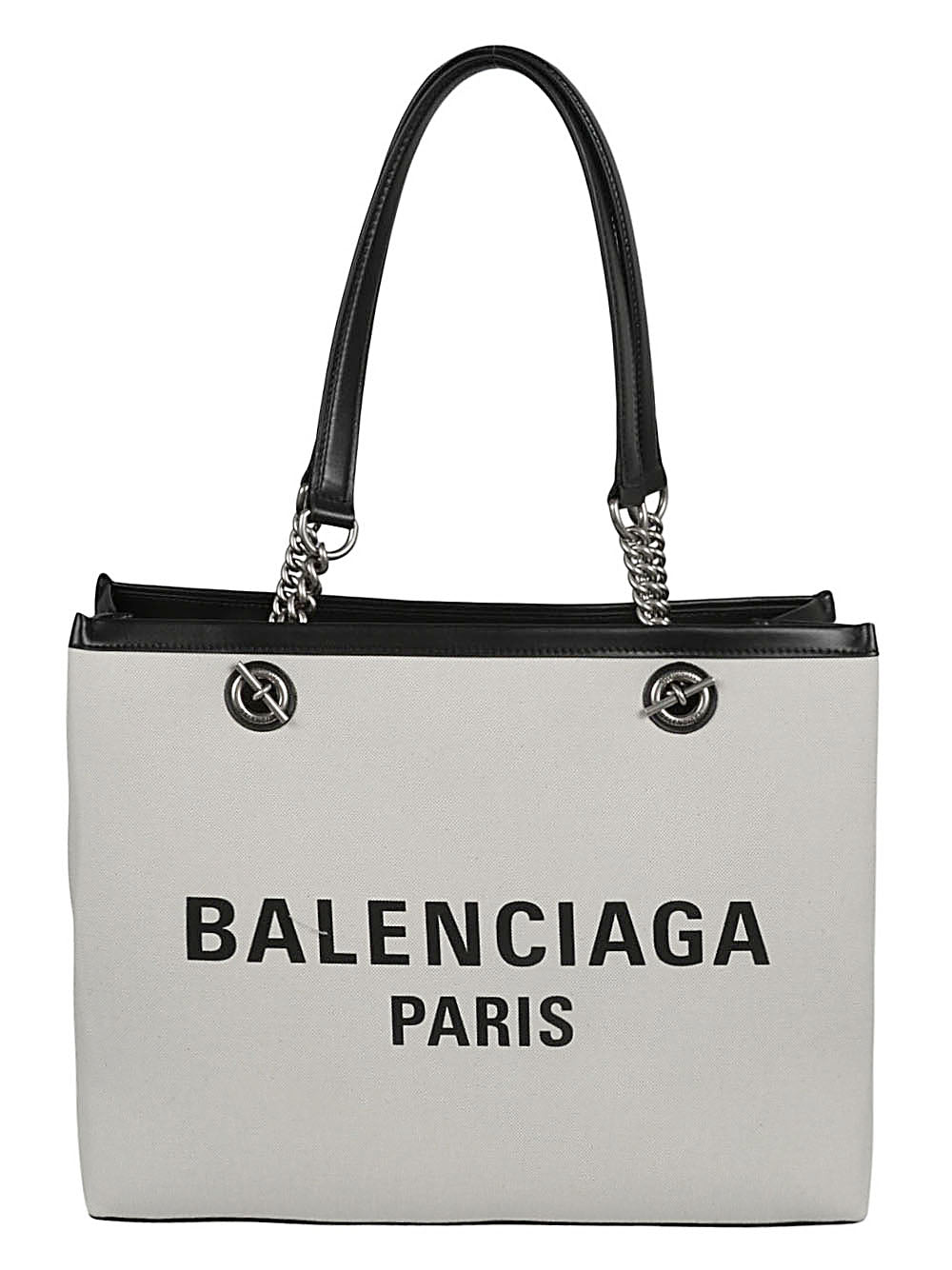 Balenciaga Logo-Print Canvas Tote Bag — Beige