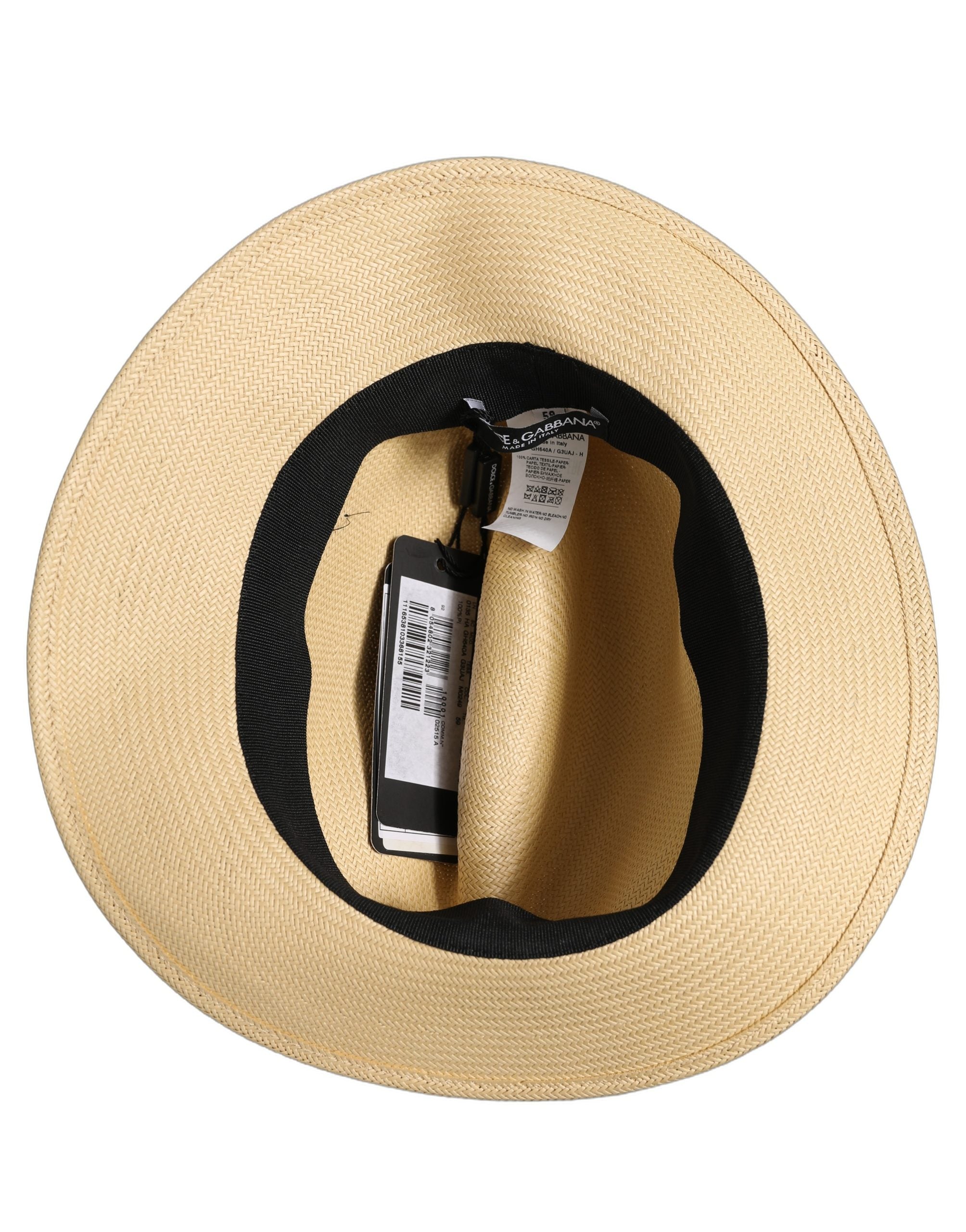 Dolce & Gabbana HAT10092 Paper Straw Fedora — Beige