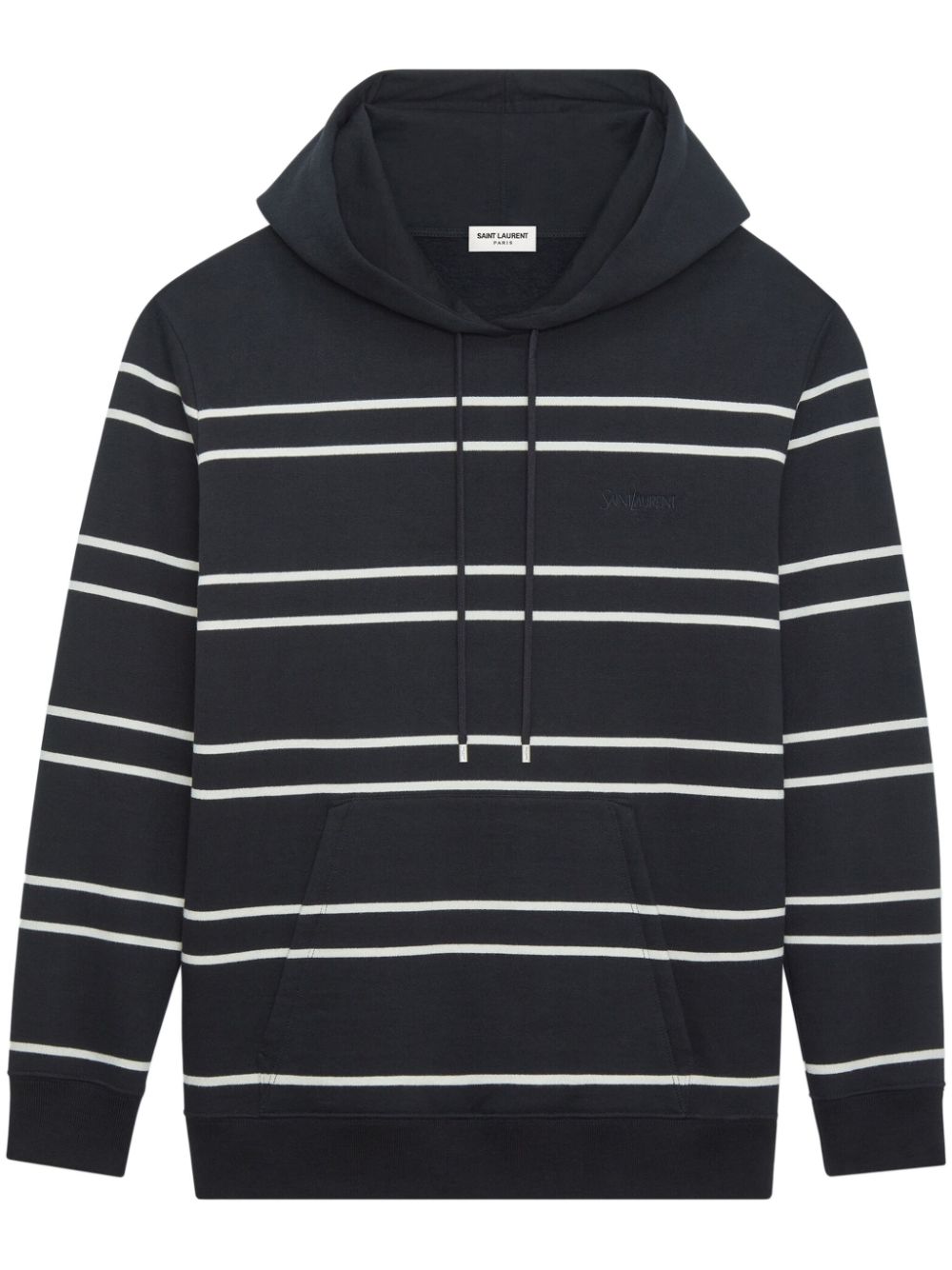 Saint Laurent Striped Cotton Hoodie — Black