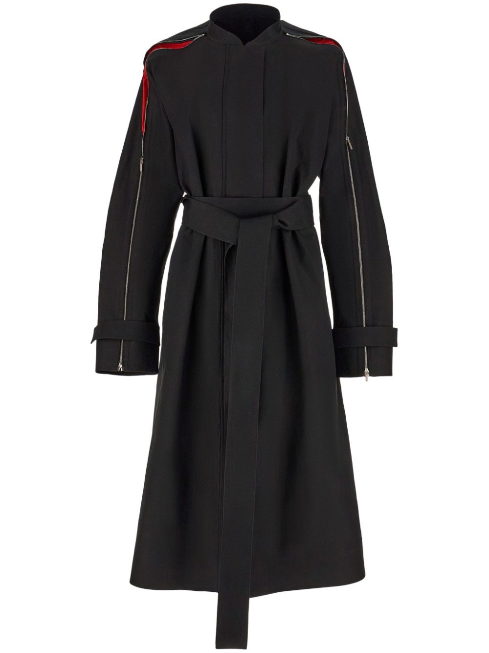 Ferragamo Cotton Belted Trench Coat — Black