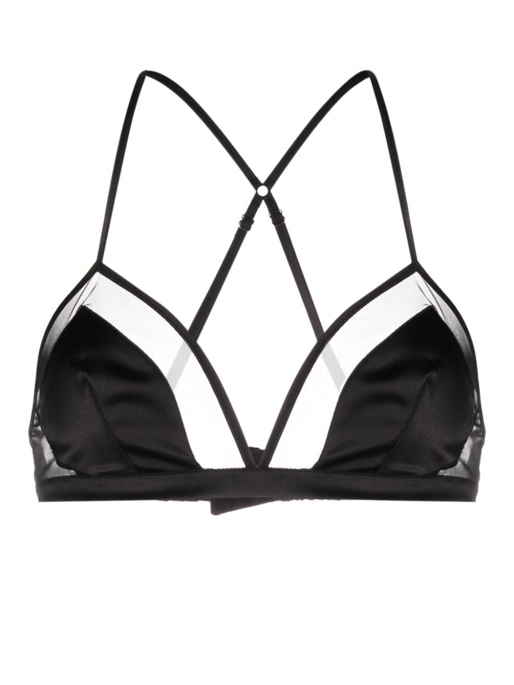 Dolce & Gabbana Tulle and Satin Panelled Bra — Black