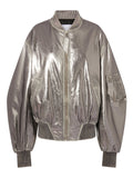 The Attico Mirrored Leather Jacket — Silver