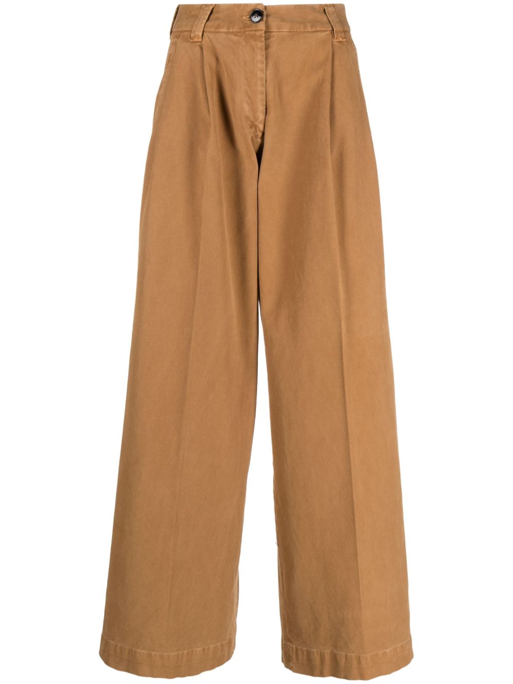 Gabriele Pasini Wide-Leg Cotton Trousers — Camel