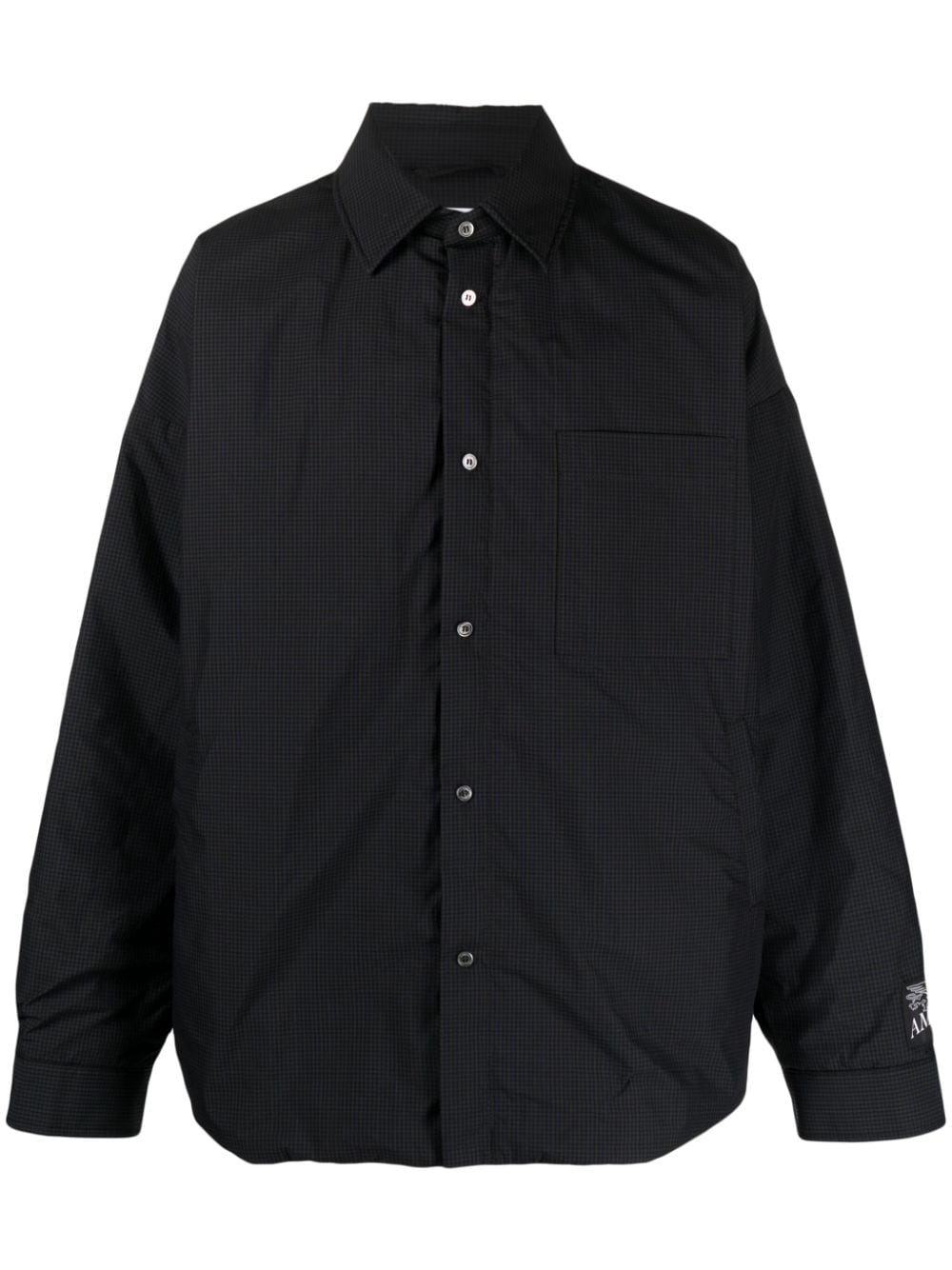 Ambush Gingham-Check Padded Cotton Blend Jacket — Black