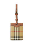 Burberry Check Canvas Leather Luggage Tag — Beige