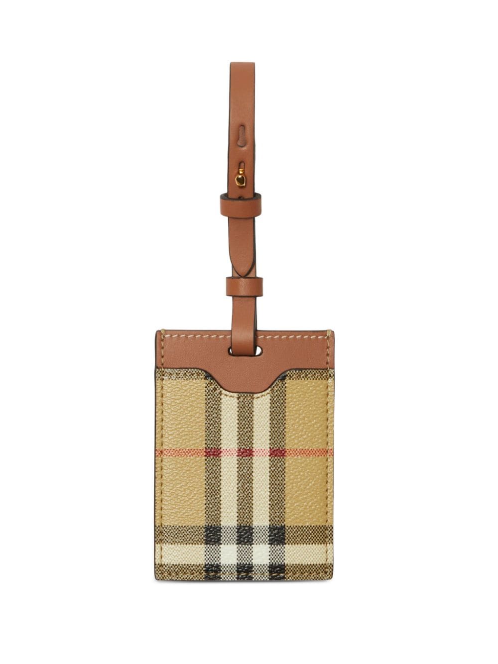 Burberry Check Canvas Leather Luggage Tag — Beige