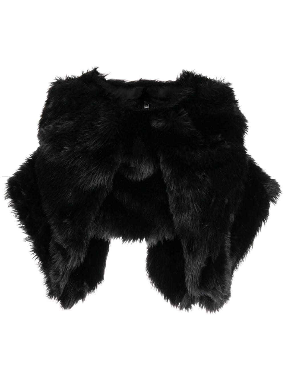 Comme Des Garcons Faux-Fur Cropped Jacket — Black