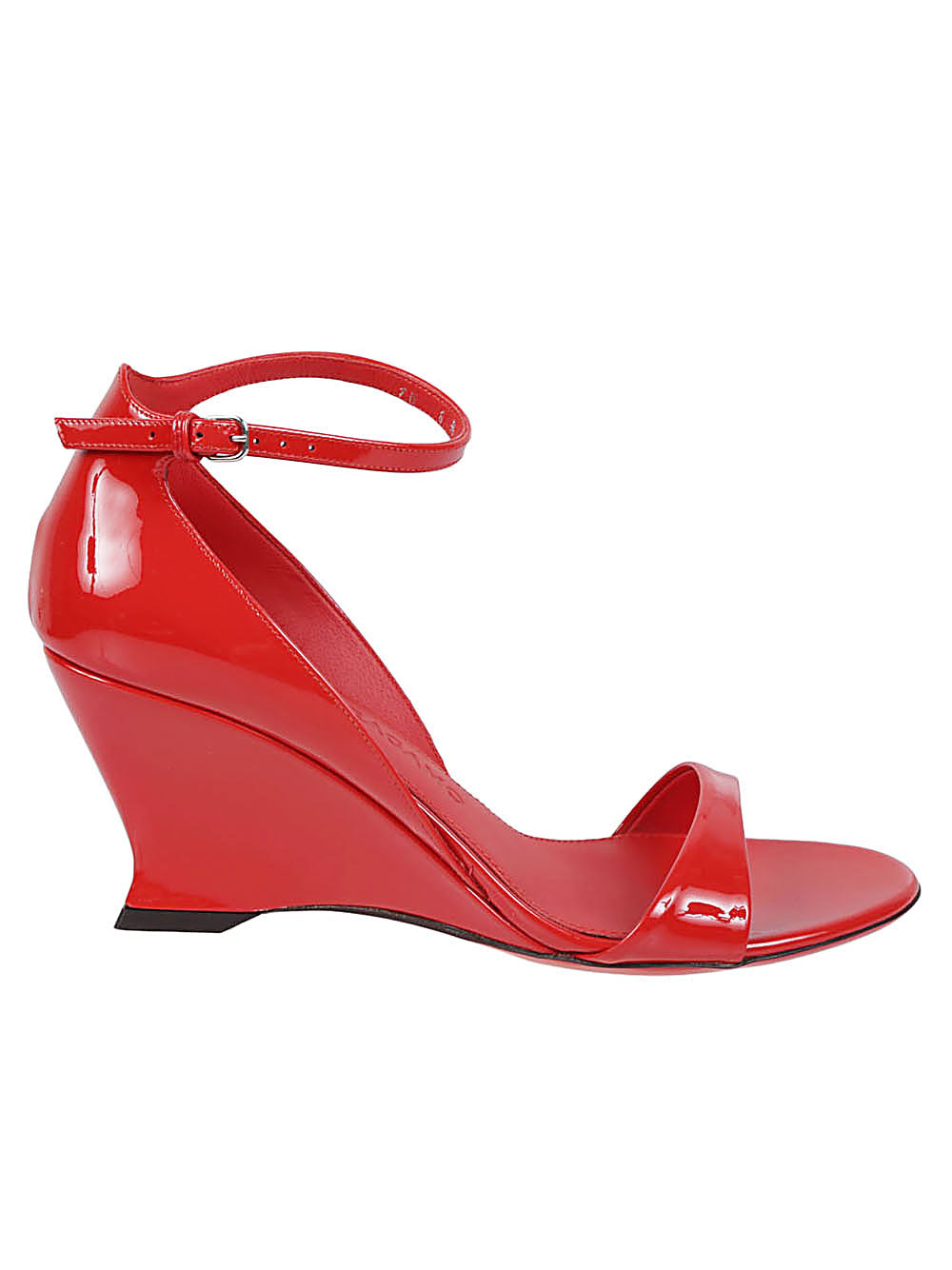 Ferragamo Patent Leather Wedge Sandal — Red