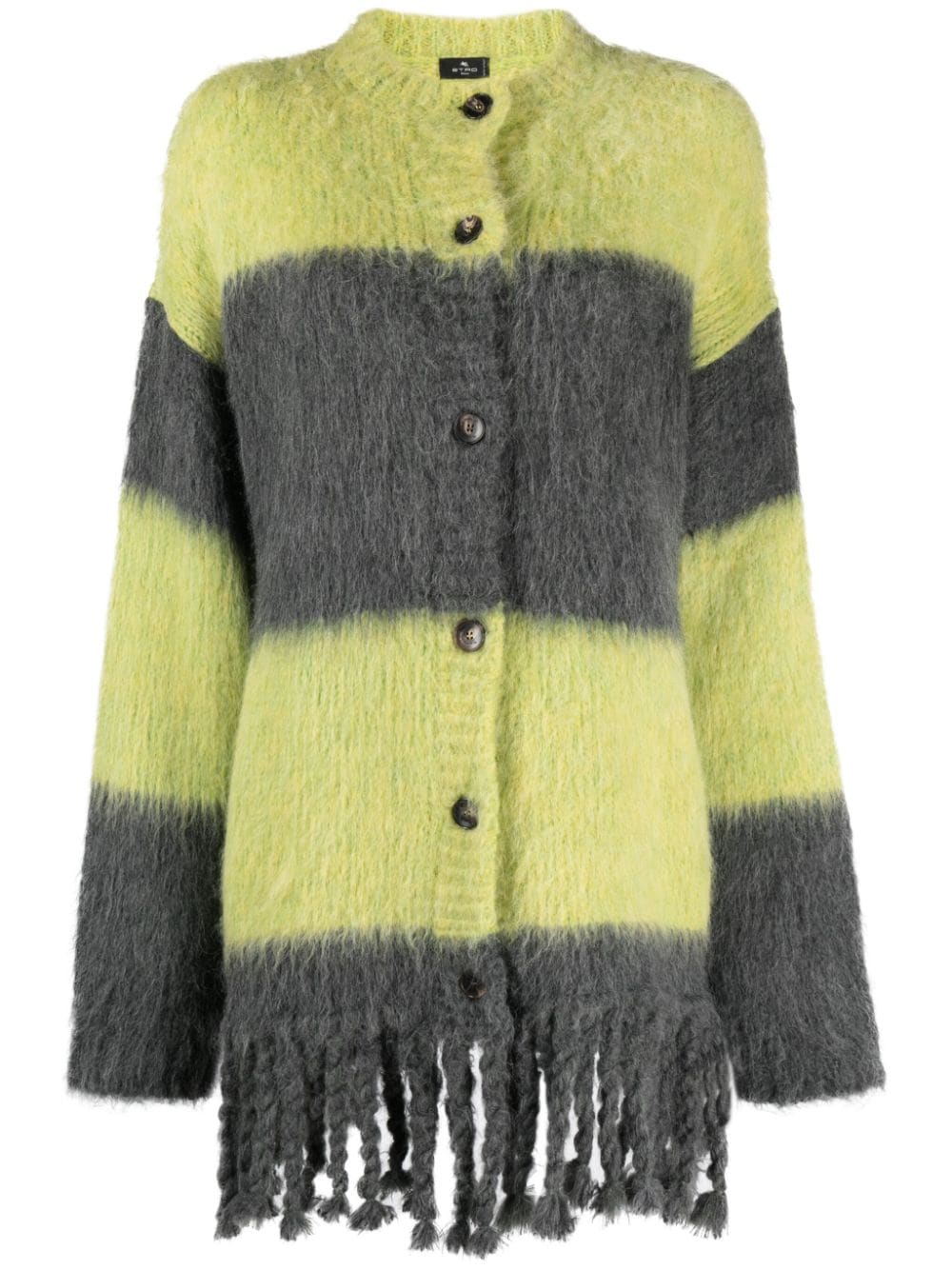 Etro Striped Alpaca Wool-Blend Cardigan — Yellow