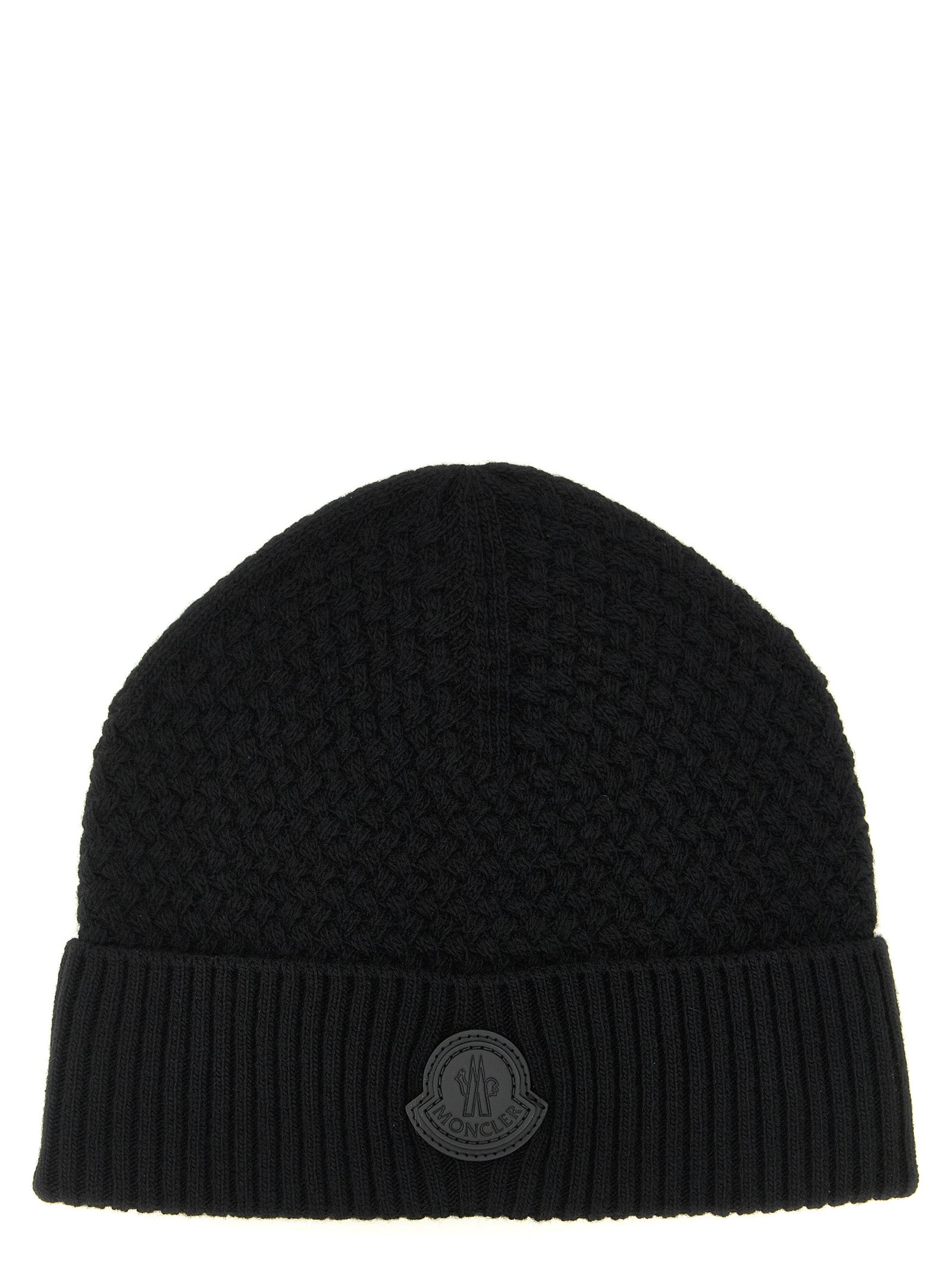 Moncler MO339116BM Wool and Cashmere Knit Beanie — Black