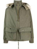 Greg Lauren Faux-Fur Trim Padded Down Jacket — sage green