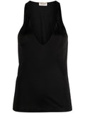 Saint Laurent Plunging U-Neck Jersey Tank Top — Black