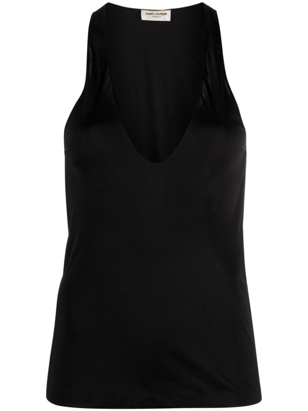 Saint Laurent Plunging U-Neck Jersey Tank Top — Black