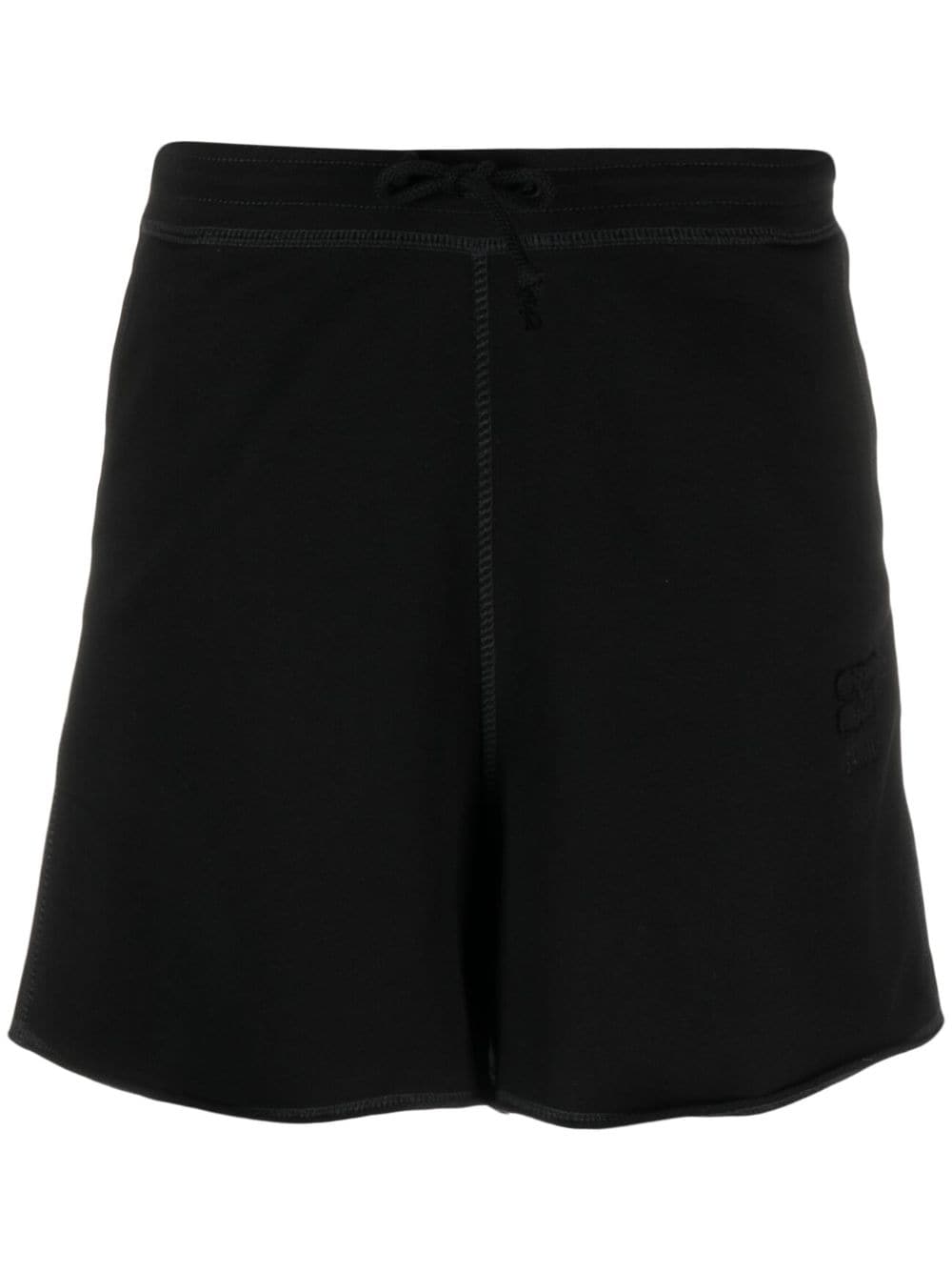Ganni Logo-Patch Organic Cotton Shorts — Black