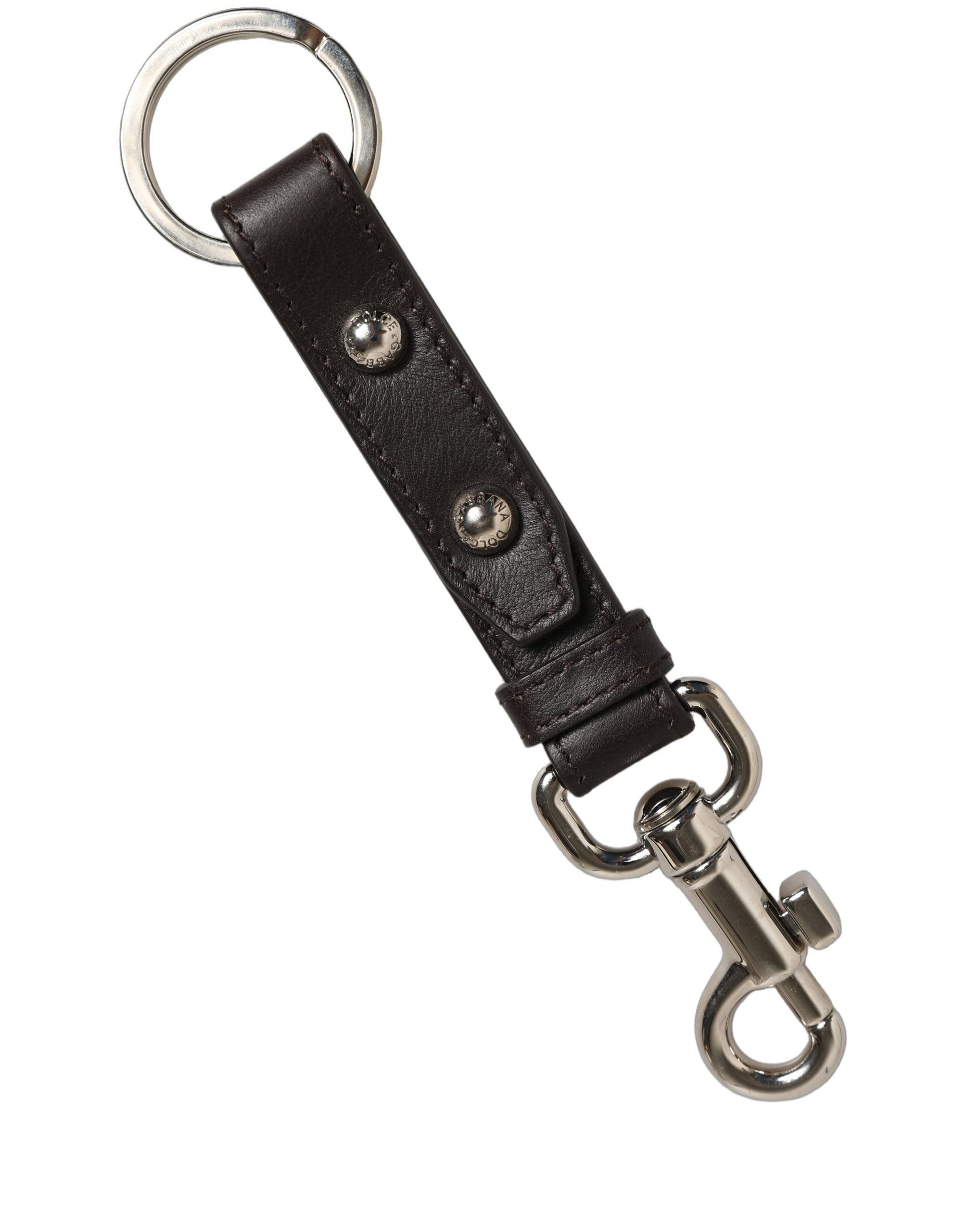 Dolce & Gabbana Leather with Silver Hardware Key Case — Black