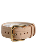 Dolce & Gabbana Textured Calf Leather Belt — Beige