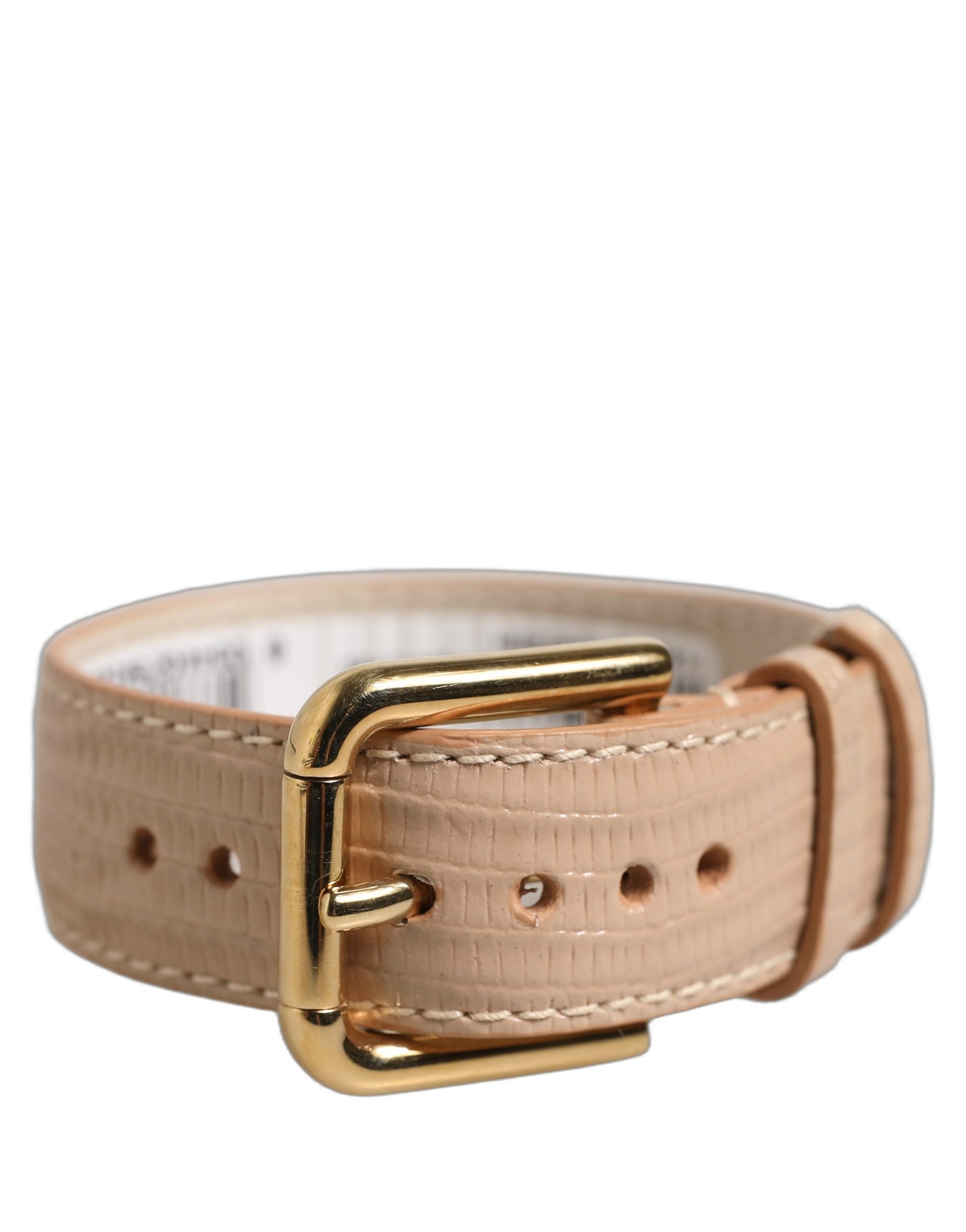 Dolce & Gabbana Textured Calf Leather Belt — Beige